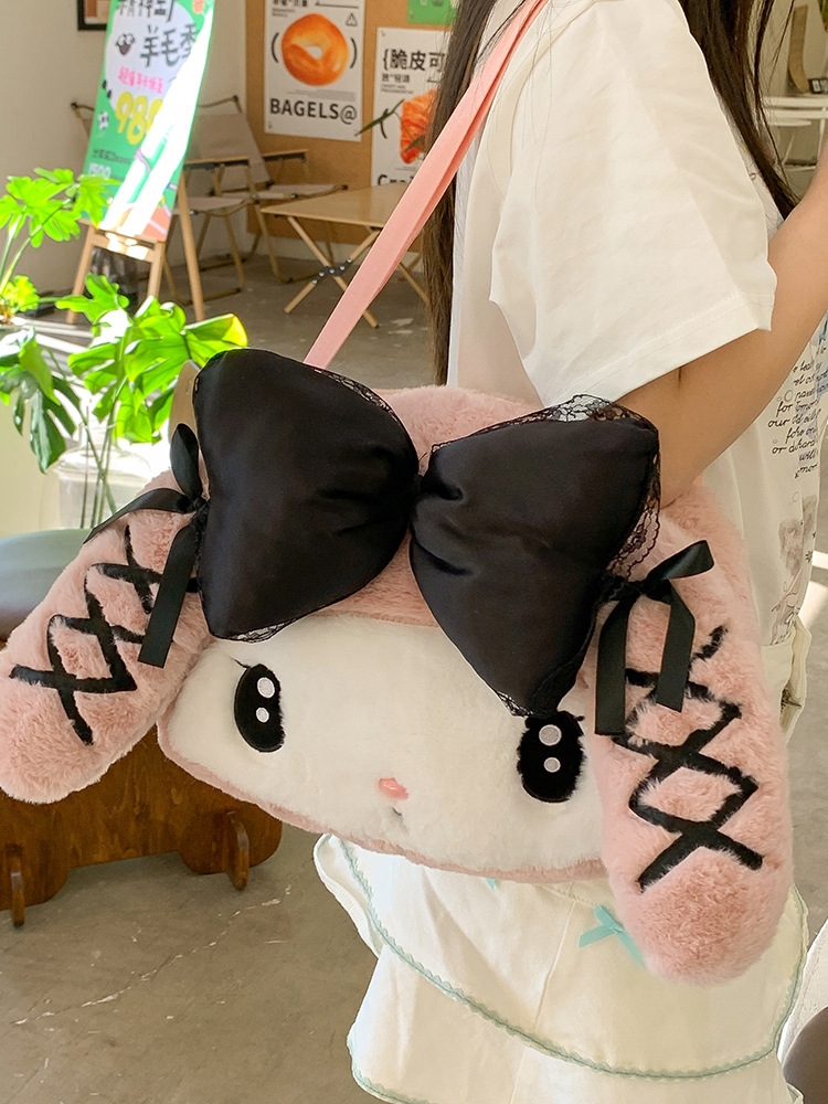 High color value dark little monster fluffy portable big doll bag 2025 new personality cute shoulder bag gift