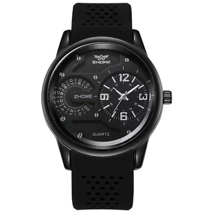 Men's Watch, Sports Fashion, Dual Display, Round Silicone Quartz, Cross-Border Live Broadcast Hot-Selling Watch, Large Dial